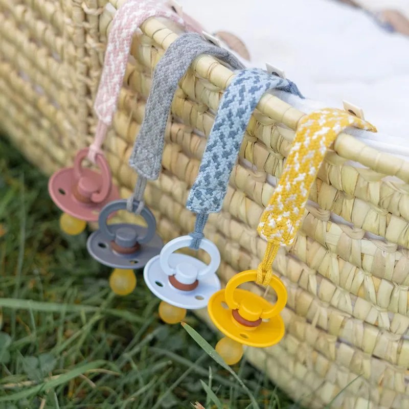 BIBS Klip na cumlík Paci Braid Mustard/Ivory
