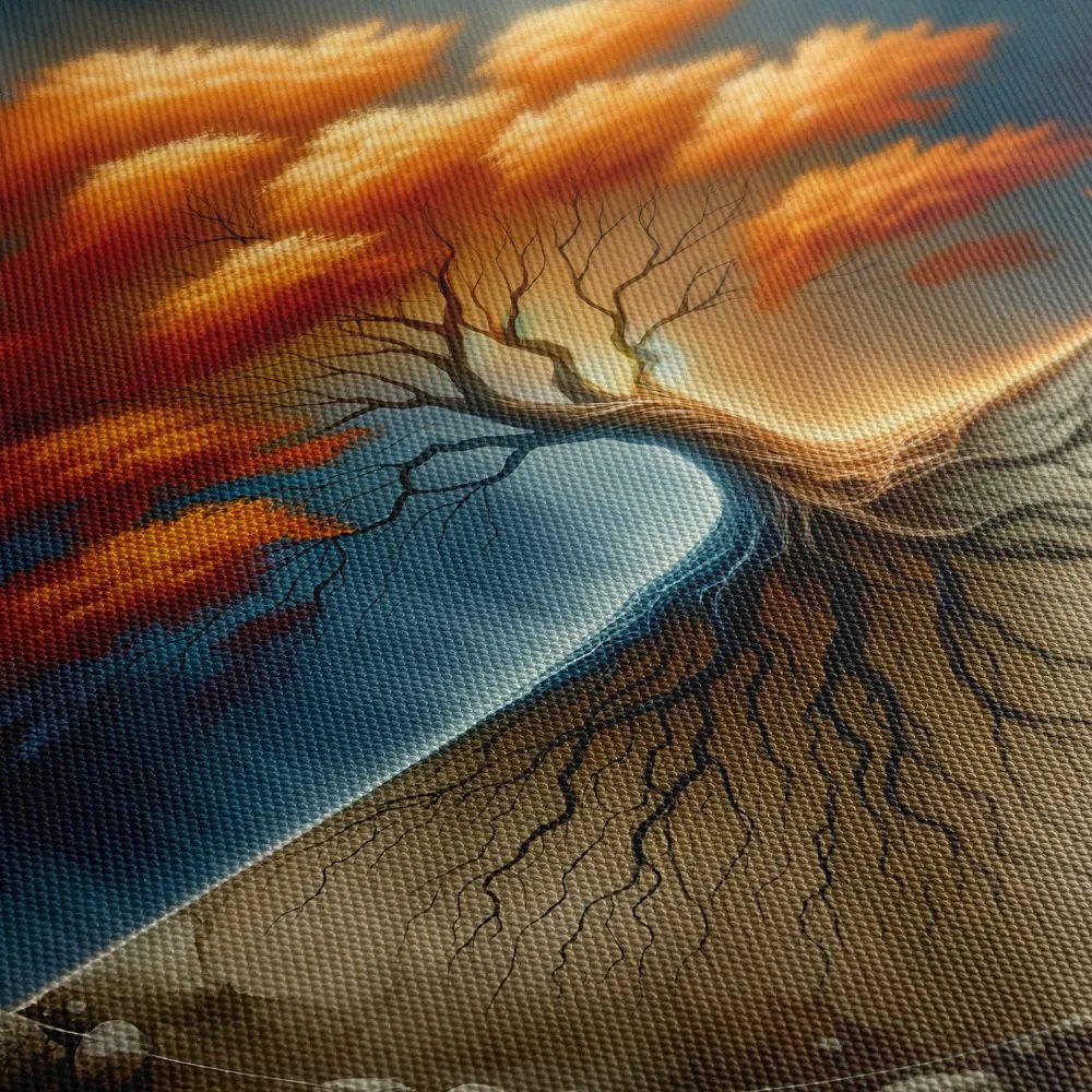 Obraz jesenný strom života s koreňmi