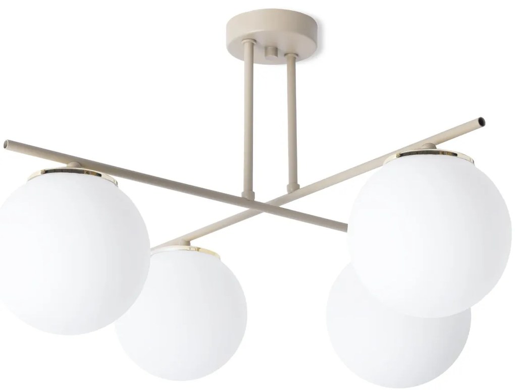 Stropné svietidlo Florence, 4x biele sklenené tienidlo, be/g