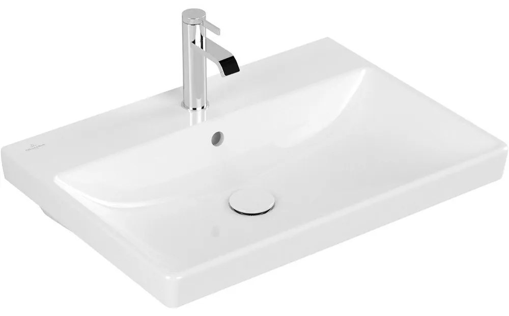 VILLEROY & BOCH Avento závesné umývadlo s otvorom, s prepadom, 650 x 470 mm, biela alpská, s povrchom CeramicPlus, 415865R1