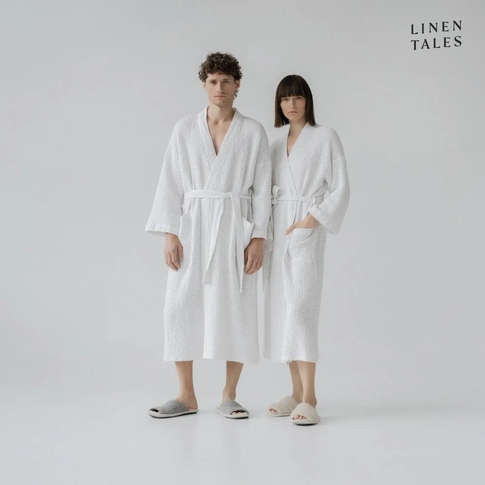 Biely župan veľkosť L/XL Honeycomb - Linen Tales