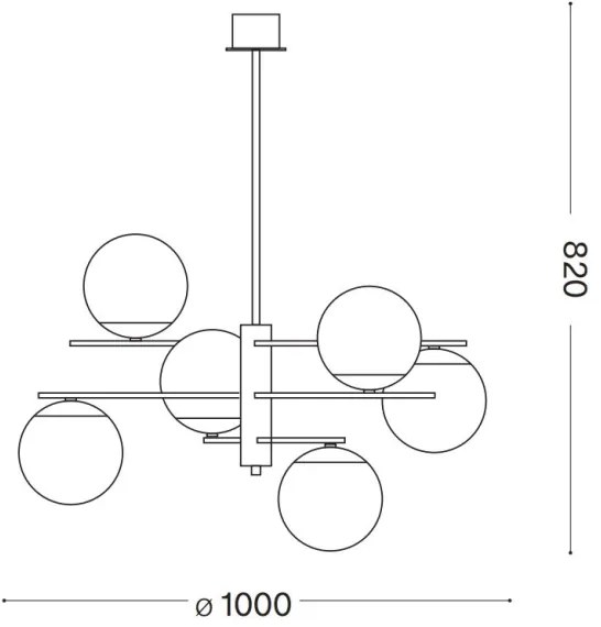 Ideal Lux - Luster na tyči GOURMET 6xE14/28W/230V pr. 100 cm zlatá