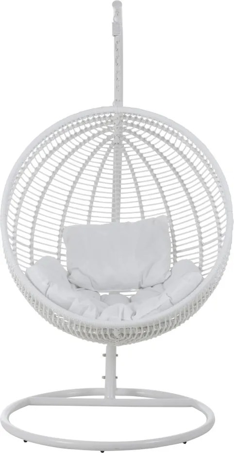 Závesné biele záhradné ratanové kreslo Lounge White -119*110*193 cm