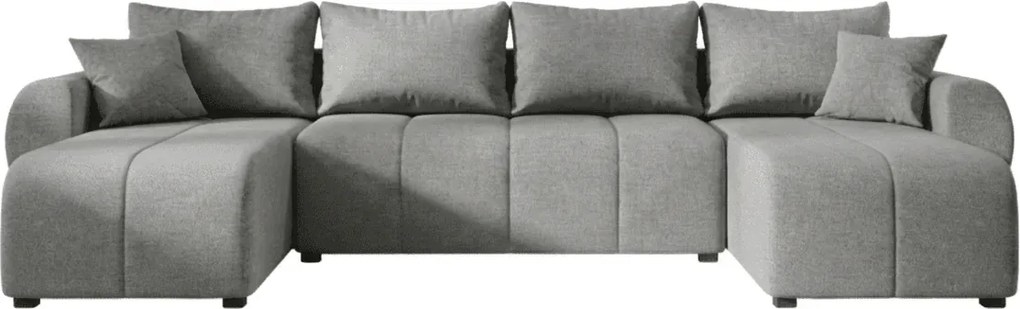 Rozkladacia obojstranná sedacia súprava do U SEVIO 311x145 cm, sivá + 2 vankúšiky ZDARMA