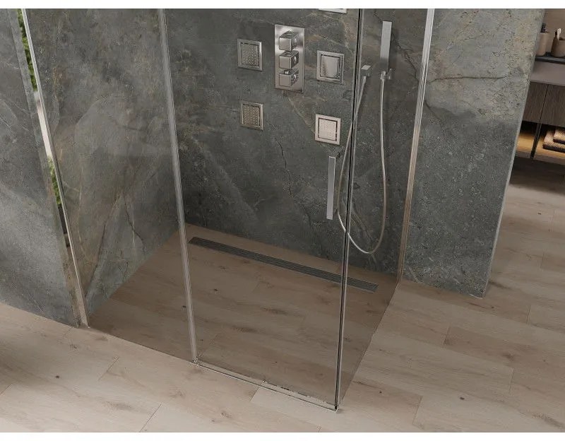 Mexen Omega, sprchovací kút s posuvnými dverami 120 (dvere) x 100 (stena) cm, 8mm číre sklo, chrómový profil, 825-120-100-01-00