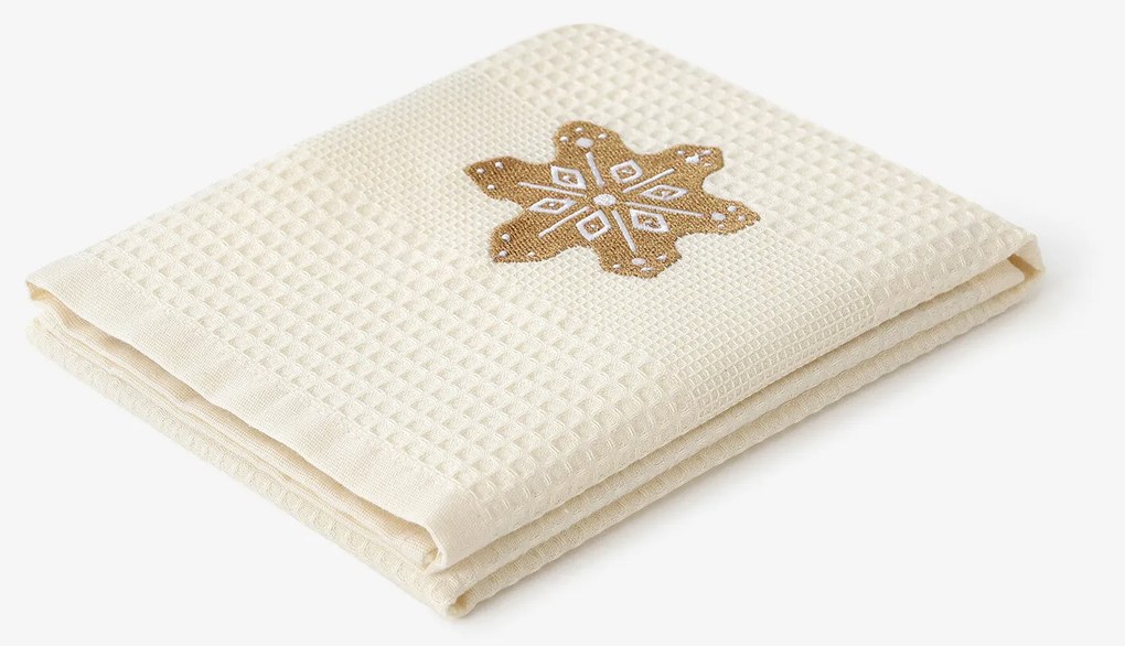 Goldea kuchynská vaflová utierka s výšivkou - perník na krémovom 50 x 70 cm