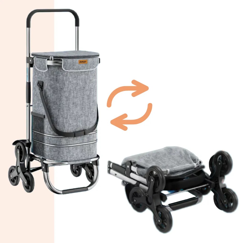 Nákupná taška na kolieskach do schodov COMFORT,50l, šedá Jurhan