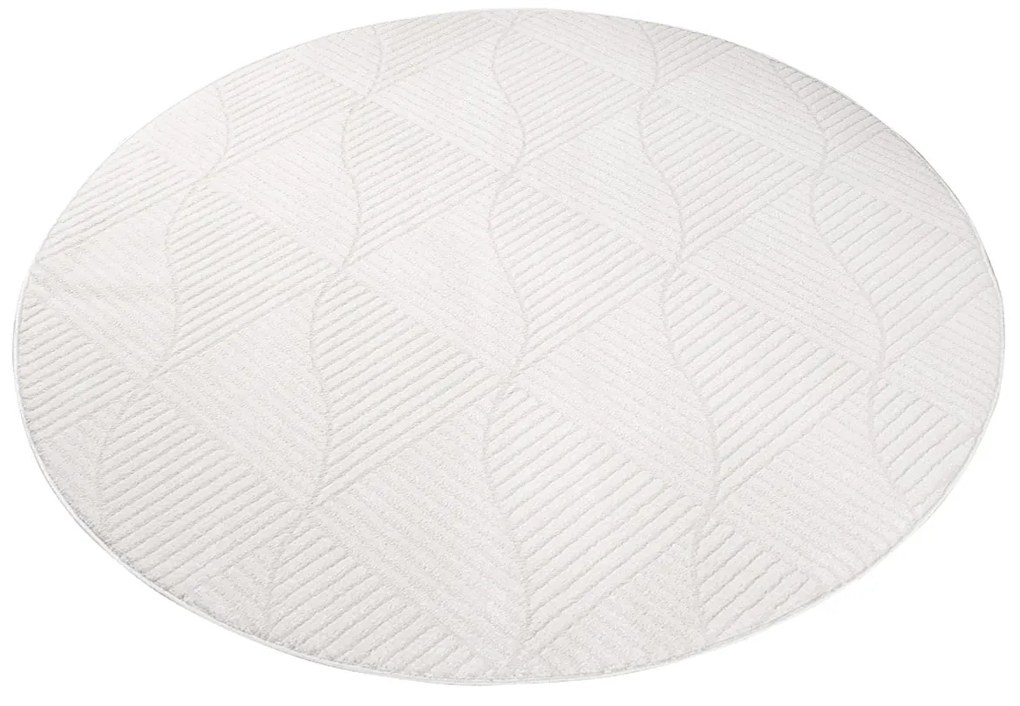 Dekorstudio Okrúhly jednofarebný koberec FANCY 904 - smotanovo biely Priemer koberca: 200cm