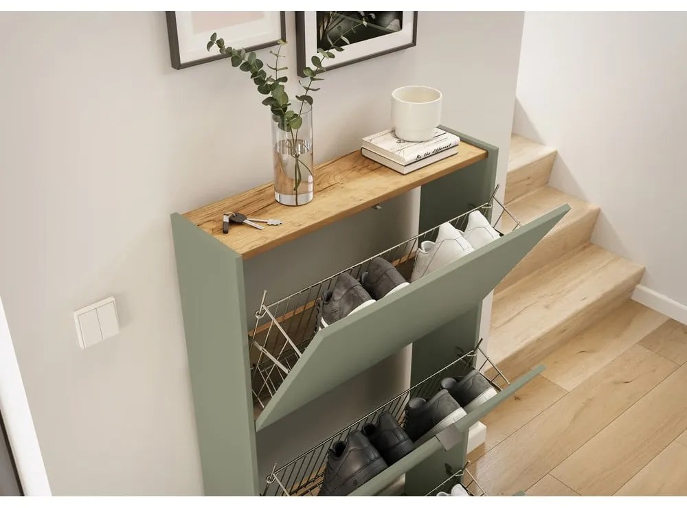 Taupe výklopná skrinka na topánky 71x127x22 cm Ameca – Germania