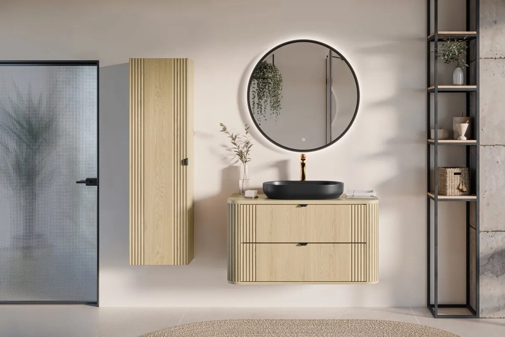 Koupelnová sestava Ovalia se skříňkami a umyvadlem 100 cm dub Cremona