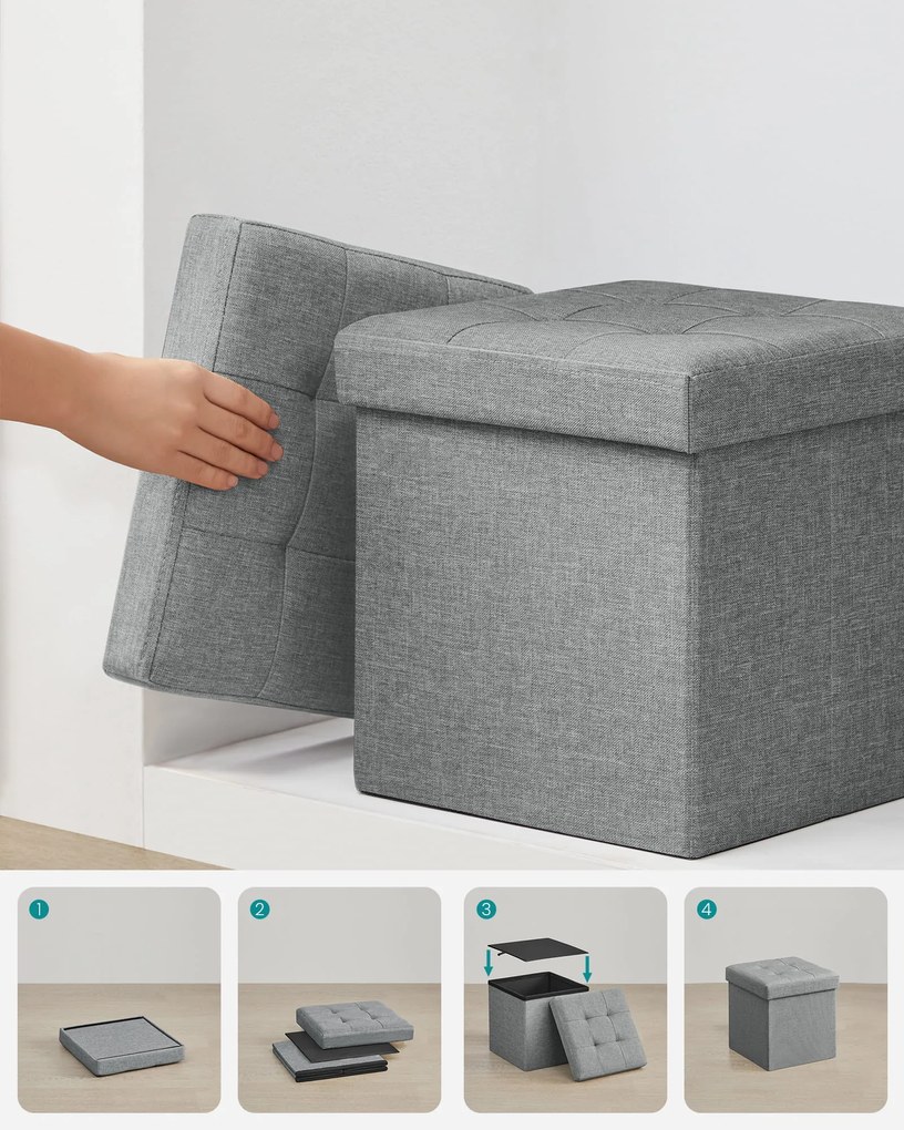 Taburet s úložným priestorom OTTOMAN 30x30 cm, sivý