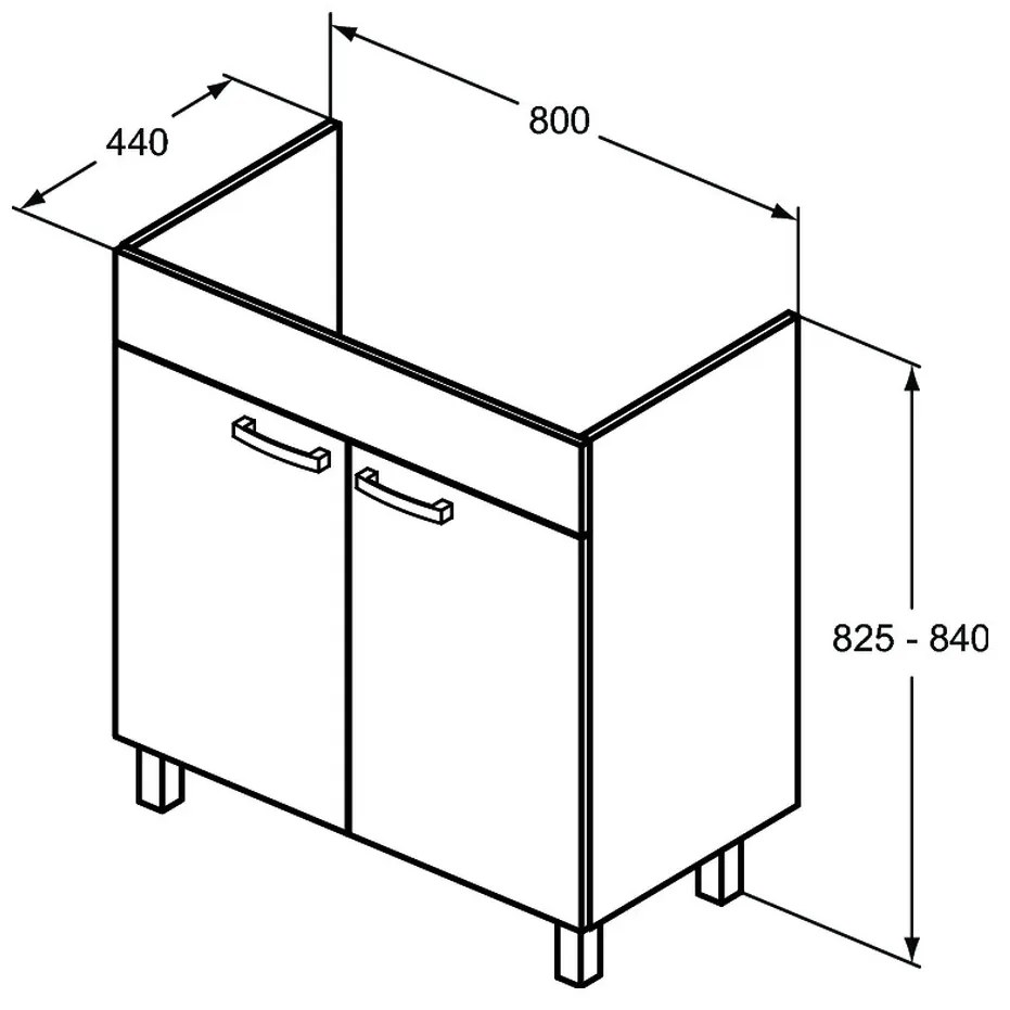 Ideal Standard Tempo - Skrinka pod umývadlo 800 mm, 2 dvierka, dub pieskový E3241OS