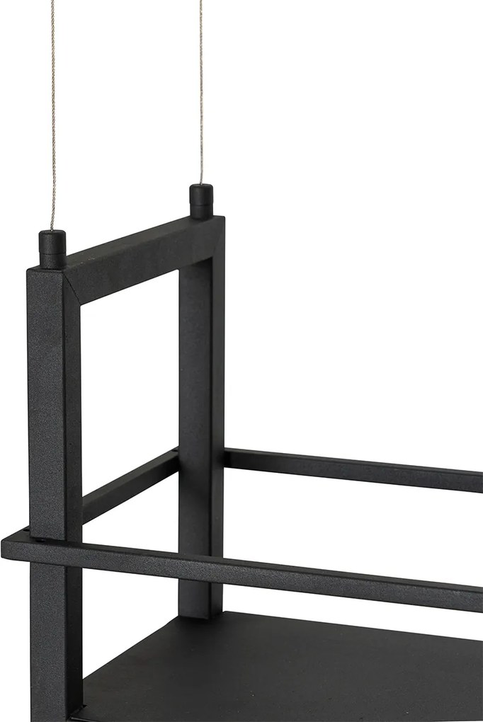 Závesné svietidlo čierne s poličkou vrátane LED 3-stupňovo stmievateľné - Cage Rack