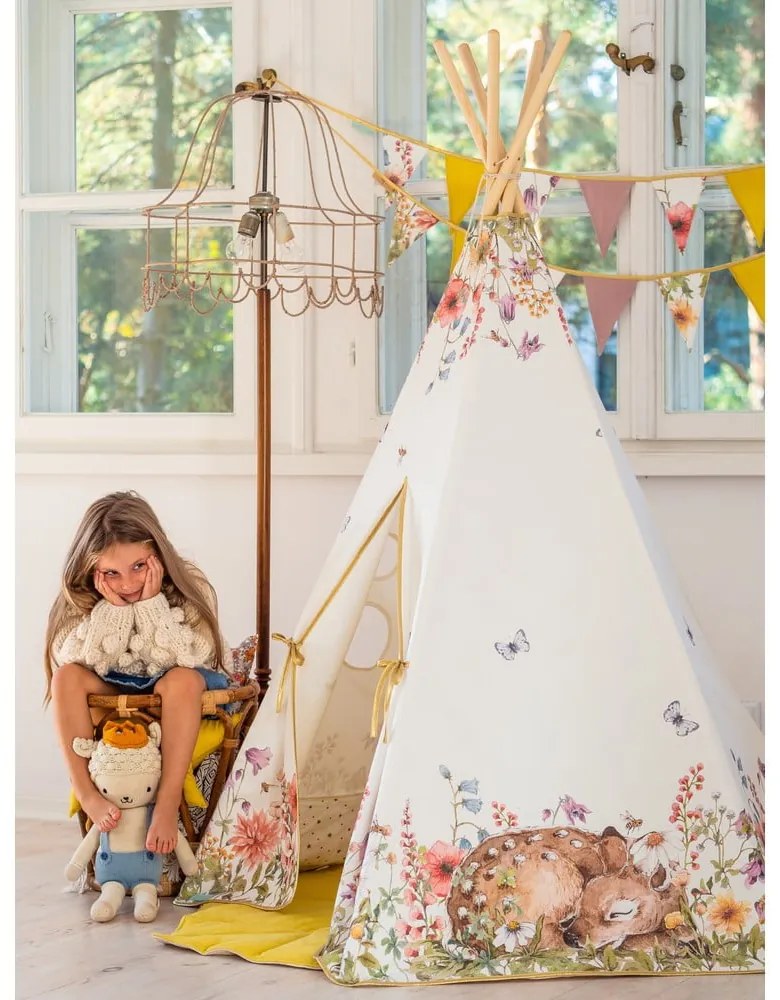 Detský stan teepee s hracou podložkou Wildflowers - Moi Mili