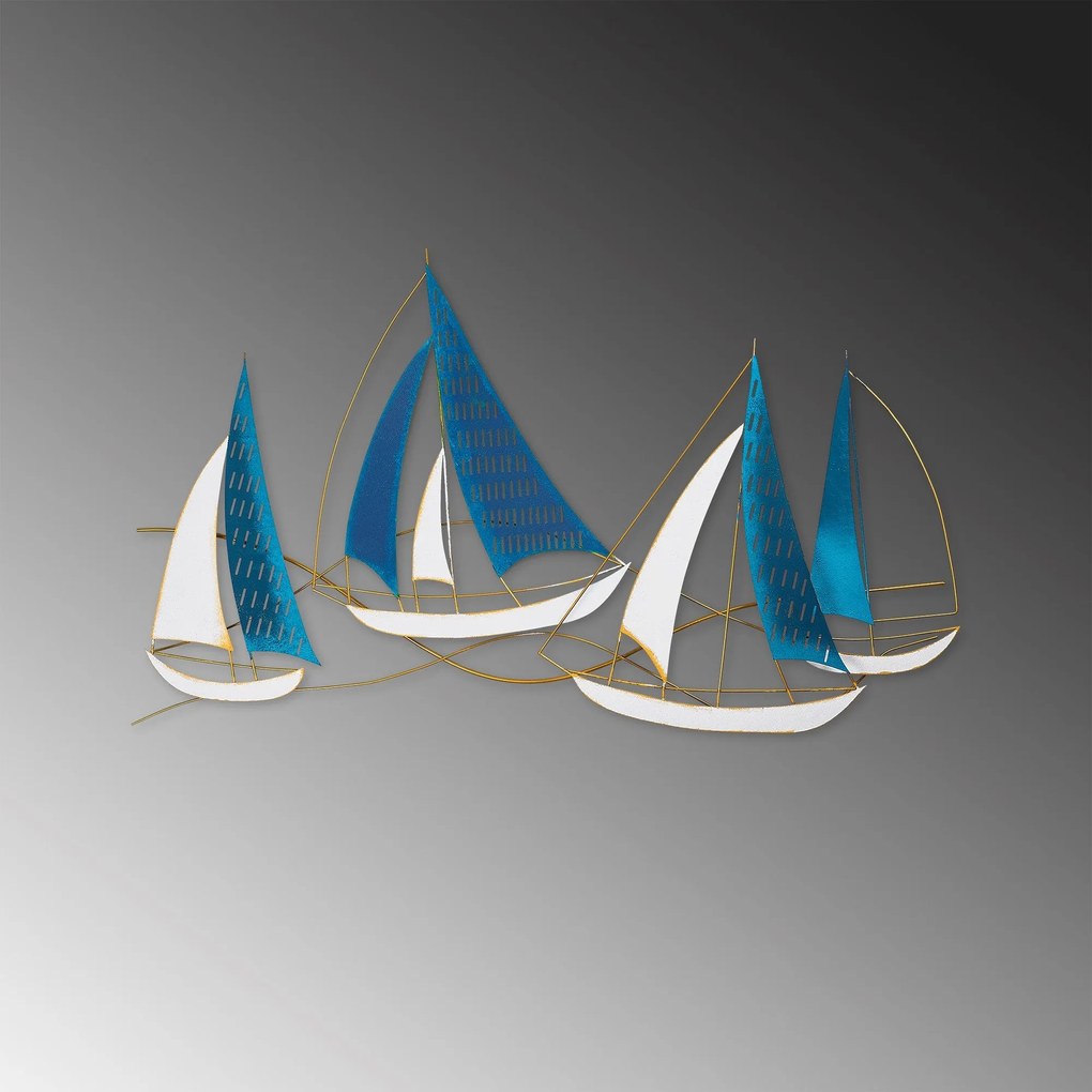 Nástenná kovová dekorácia Barbaros modrá/biela