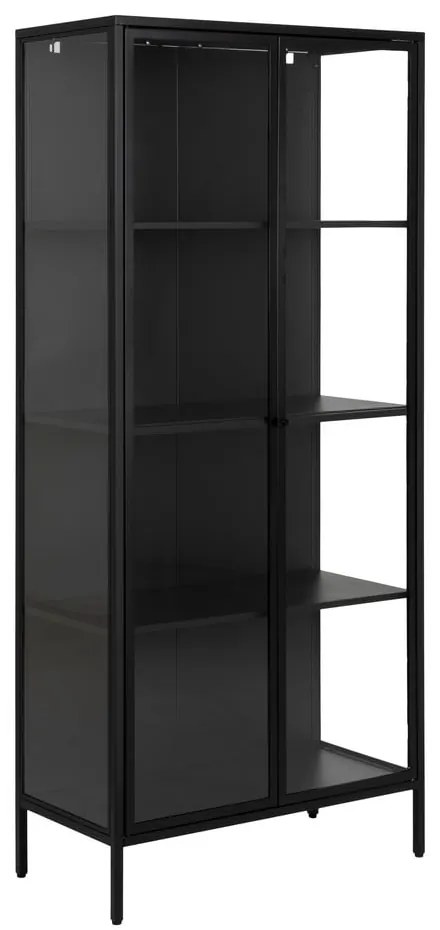 Čierna kovová vitrína Actona Newcastle, výška 180 cm