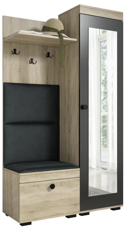 Predsieňová stena Duo, ľavá, sonoma/+police