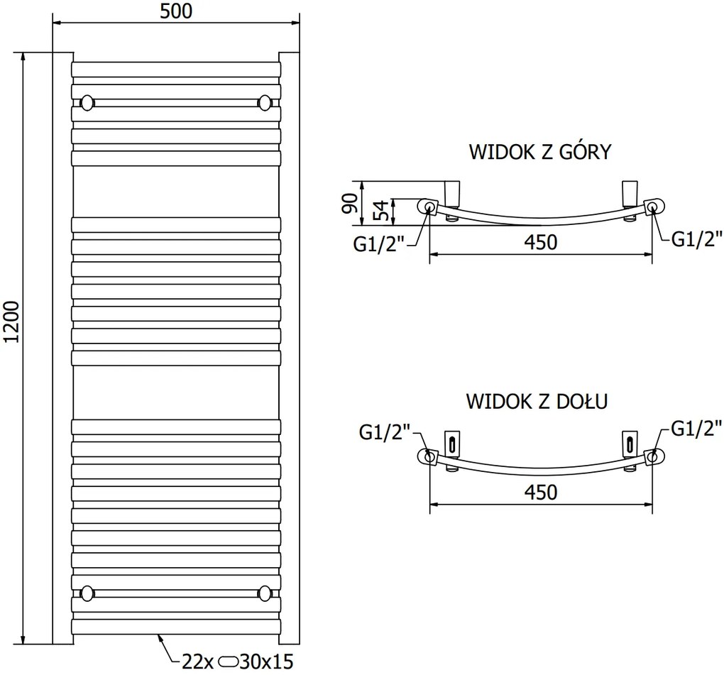 Mexen Helios, vykurovacie teleso 1200 x 500 mm, 567 W, biela, W103-1200-500-00-20