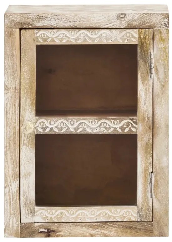 furniture-nabytek.cz - Masivní nástěnná skříňka Bitna z mangového dřeva, lakovaná, přírodní barva – 43×25×60 cm