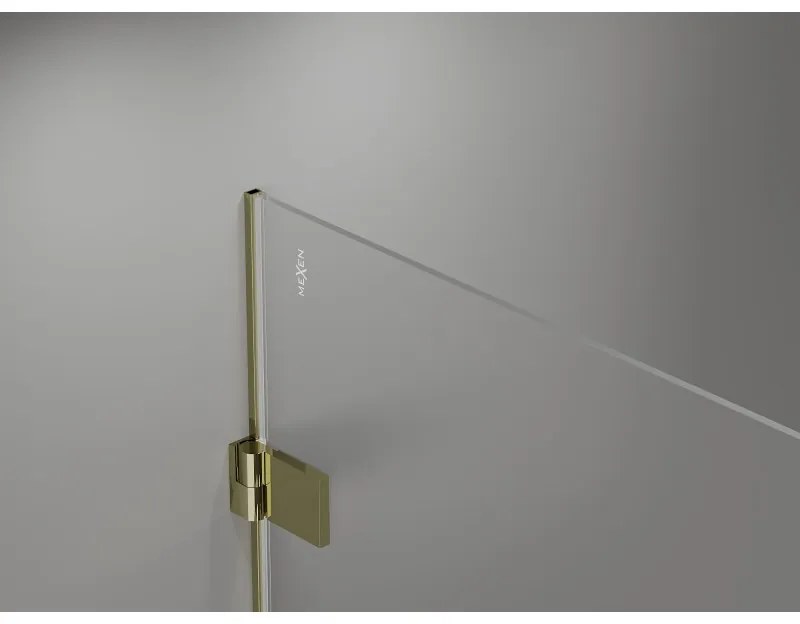Mexen Lunar-B Duo, výklopný sprchový kút 90 x 90 cm, 8mm číre sklo, zlatý profil, 832-090L-090P-50-00
