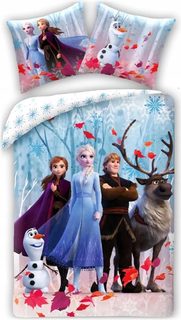 Posteľné obliečky Ľadové kráľovstvo – Frozen - motív Priatelia navždy - 100% bavlna - 70x90 cm + 140x200 cm