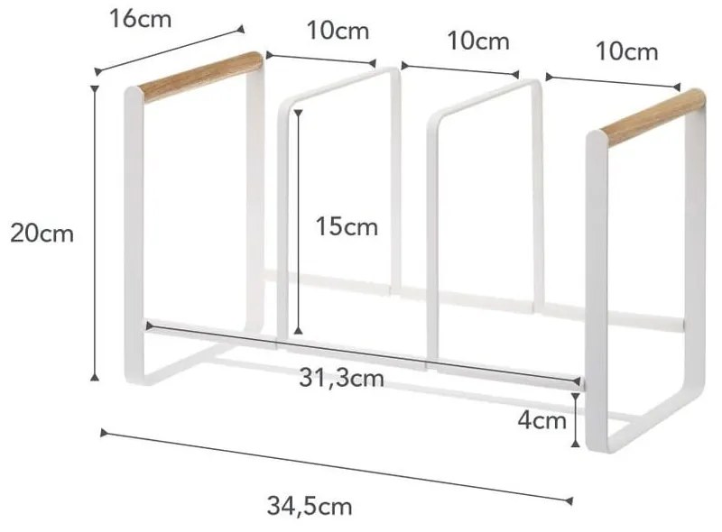 Biely stojan na taniere s detailom z bukového dreva YAMAZAKI Tosca