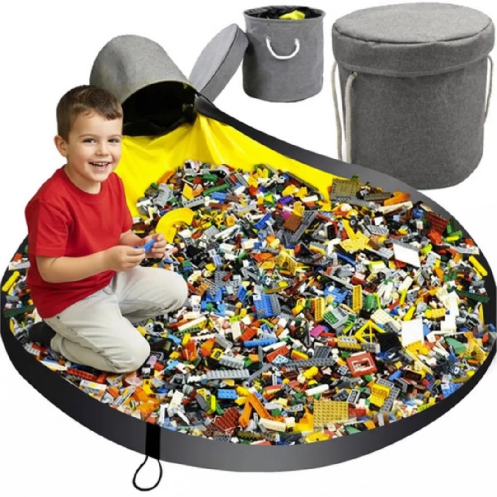 VERK GROUP Hrací vak, podložka na hranie 2v1, podsedák, šedo-žltý