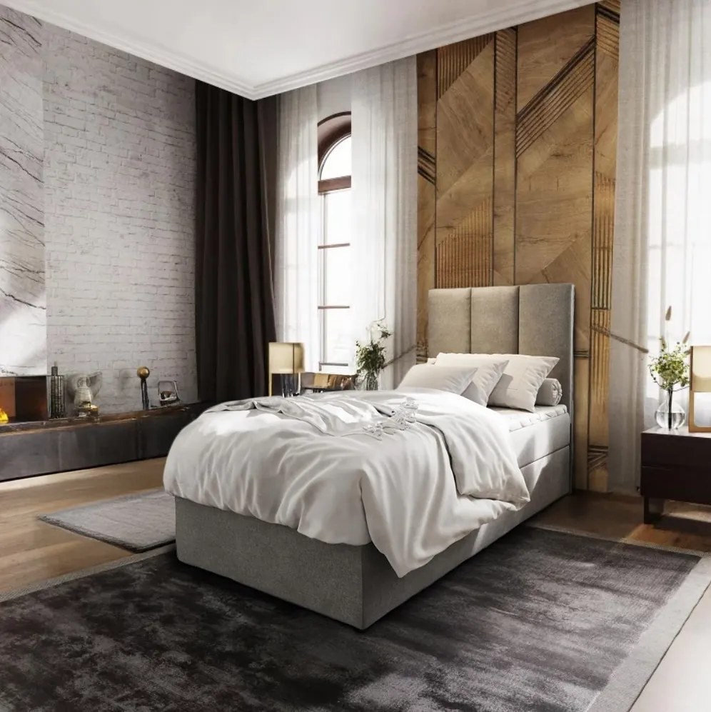 Čalúnená posteľ boxspring MERALIS 100x200 cm sivá Matrac: Matrace Bonell pružinová