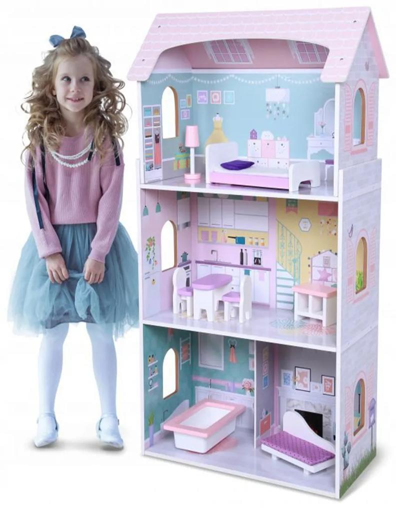 Vysoký drevený domček pre bábiky | 50x95cm