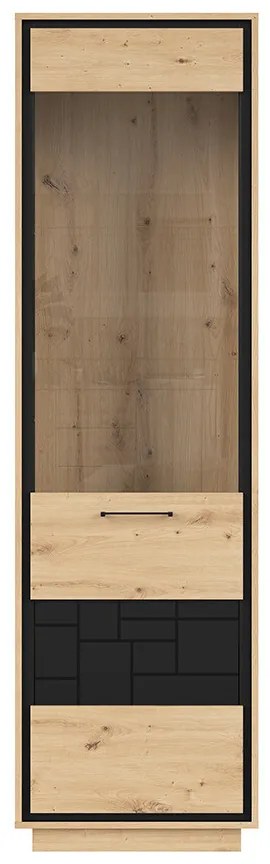 Vitrína BRW Pont REG1W (dub artisan + čierna matná). Akcia -18%. Vlastná spoľahlivá doprava až k Vám domov. 1063038