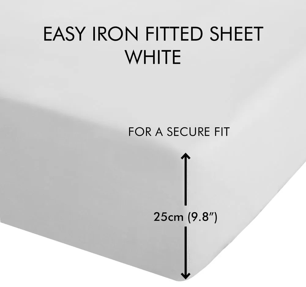 Biela napínacia perkálová plachta 135x190 cm Easy Iron Percale – Catherine Lansfield