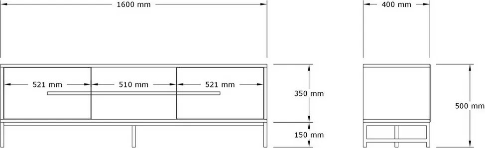 Mono TV stolík z orechového dreva a čiernej farby