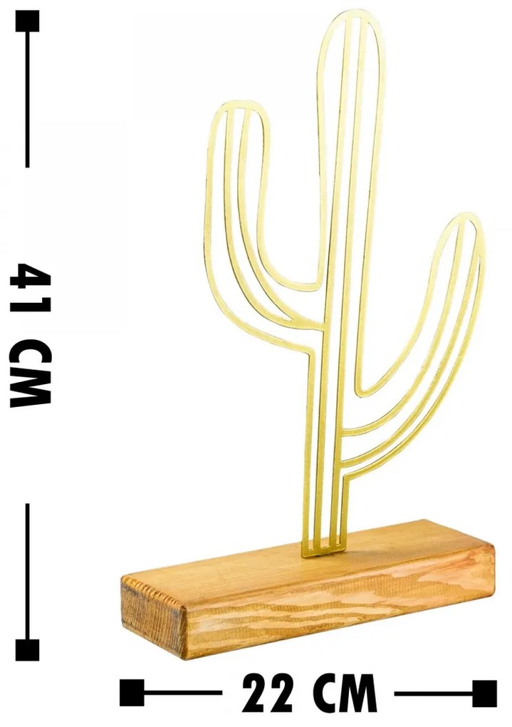Kovová dekorácia Cactus 41 cm zlatá
