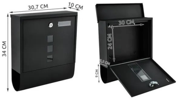 Poštová schránka 34x30,7 cm čierna