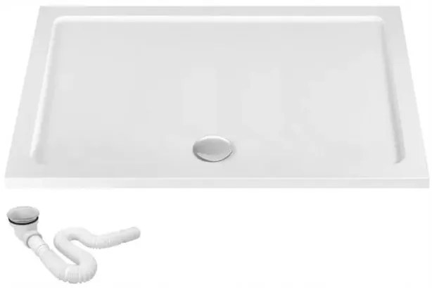 REA BRENO - Akrylátová sprchová vanička 80 x 100 cm + sifon, biela, REA-K012Y