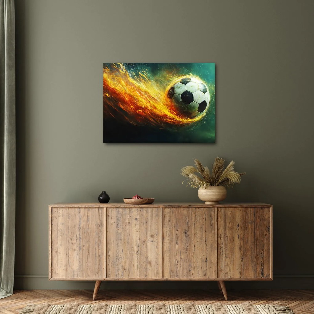 Obraz - Futbalová lopta v lete (70x50 cm)