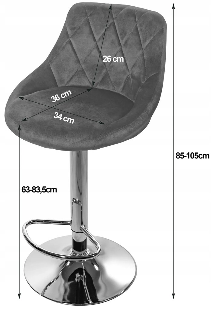 Barová stolička KAST - zamatová siva, zlatá- vintino.sk