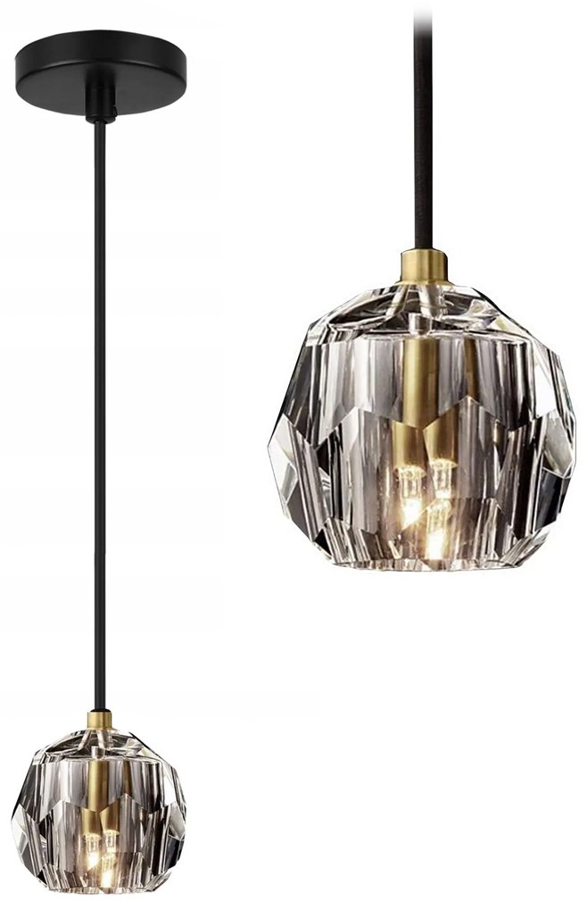 Toolight - Závesné svietidlo z krištáľu 1xG9 APP586-1CP, čierna-zlatá, OSW-09757