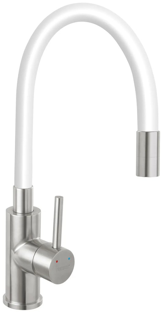 Novaservis, Dřezová stojánková baterie s elast. ramenem, bílá-nerez, 70710-4B