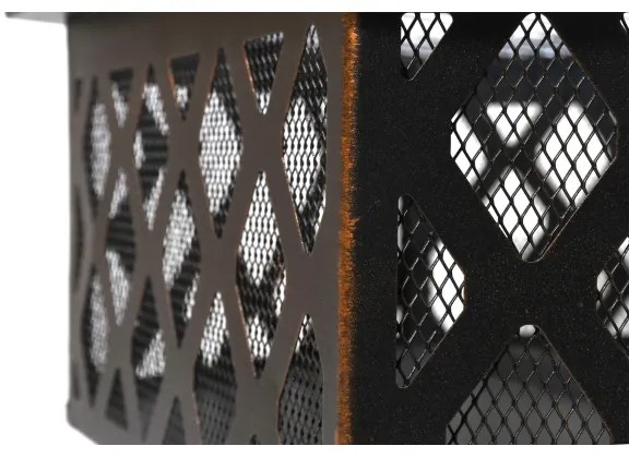 Prenosné ohnisko na drevo s roštom čierna/patina