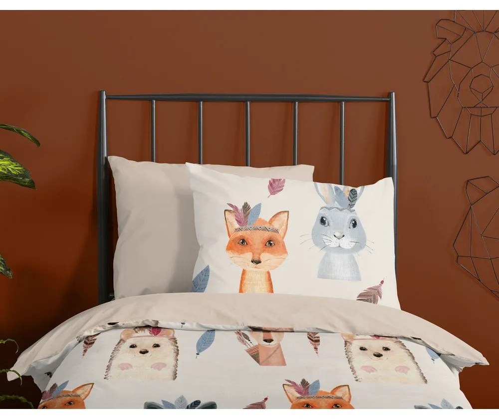 Hnedé/béžové bavlnené detské obliečky na jednolôžko 140x200 cm Rave – Good Morning