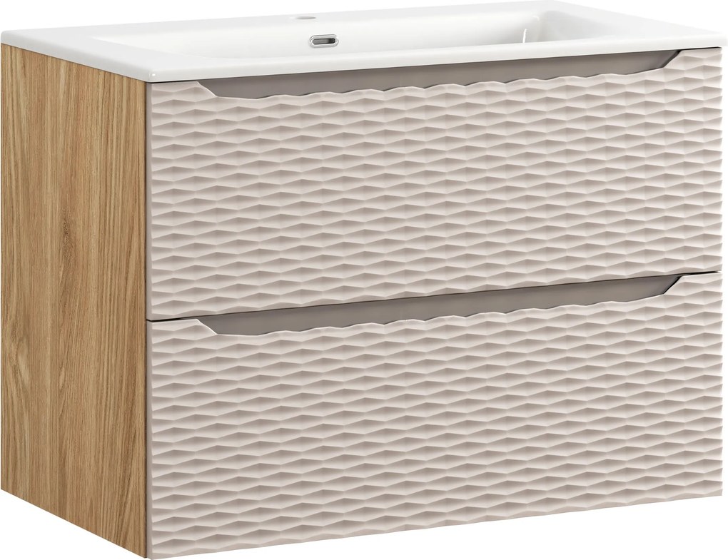 Comad Kúpeľňová skrinka s keramickým umývadlom Ocean Beige 80 cm - béžová