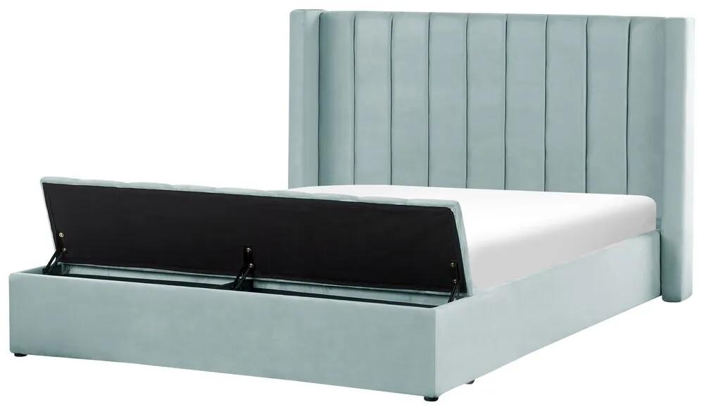 Zamatová vodná posteľ s úložným priestorom 180 x 200 cm mätová zelená NOYERS Beliani