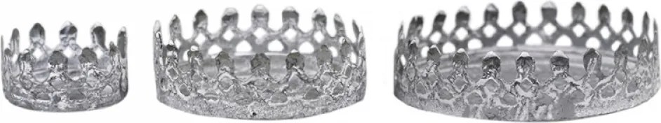 Set 3ks zinkový antik kovový svietnik Lace Crown - Ø 4,5*2,5 / Ø 8*3/ Ø 10*3cm