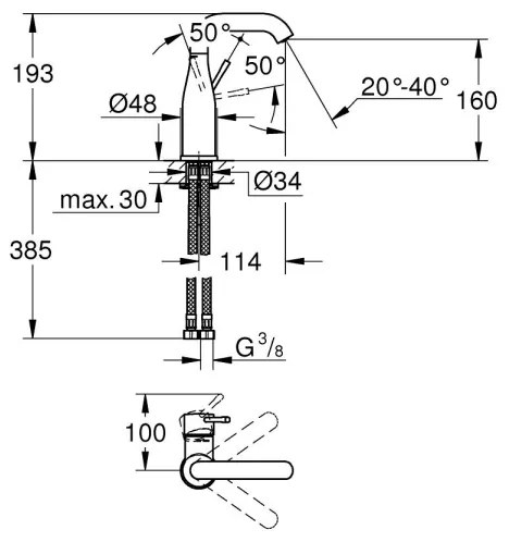 GROHE 23463001 - Umývadlová batéria ESSENCE veľkosť M lesklý chróm