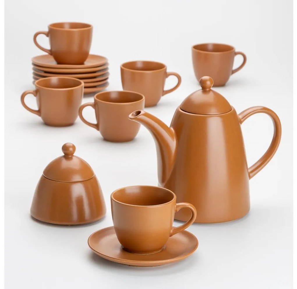 Keramická čajová sada hnedá