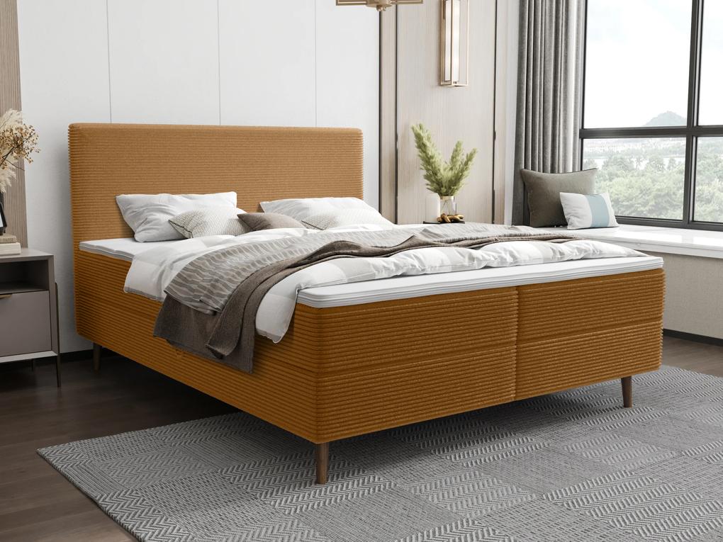 Manželská posteľ 200 cm Napoli Comfort (karamelová) (s roštom, s úl. priestorom). Vlastná spoľahlivá doprava až k Vám domov. 1082549