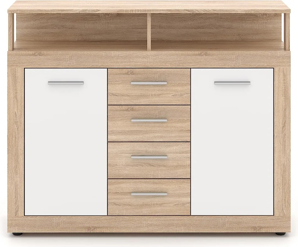 Komoda Luna 119 cm dub Sonoma/bílá II