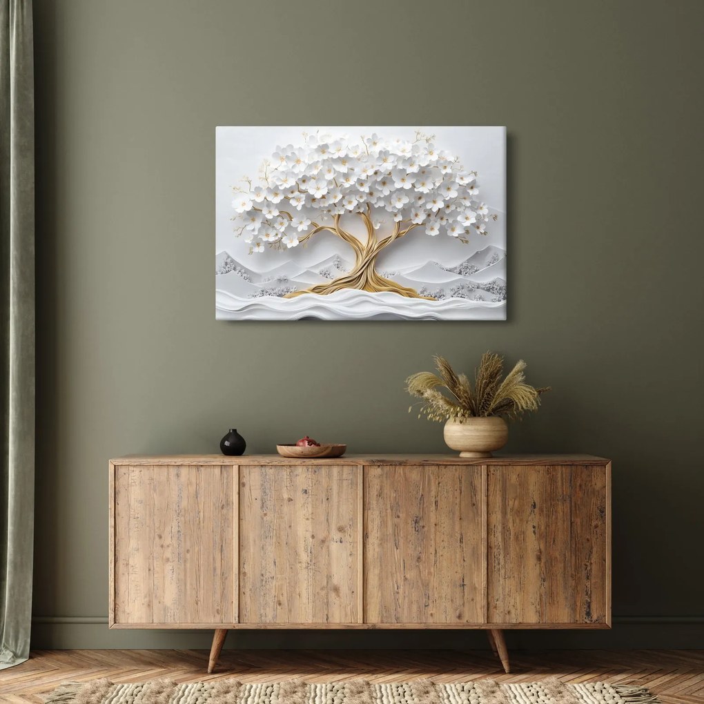 Obraz – 3D elegantný strom života plný kvetov (90x60 cm)
