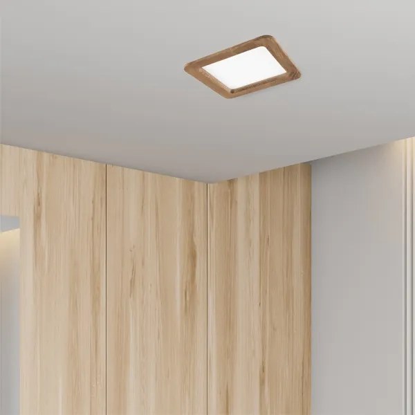 LED Podhľadové svietidlo WOODY SPOT LED/17W/230V 3000K orech 18,5x18,5 cm